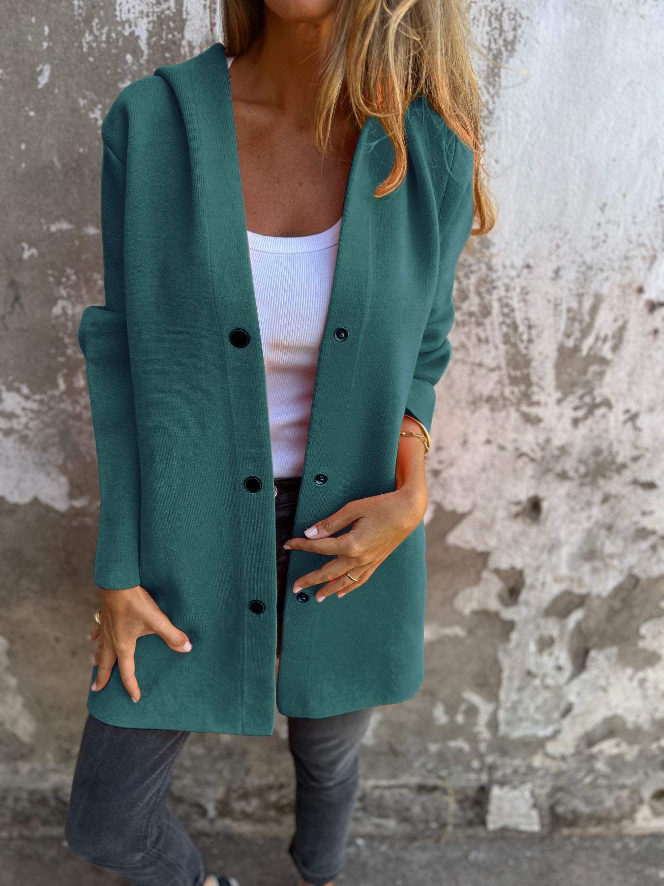 SALDI SBARAZZO🔥 Giacca casual monopetto con cappuccio