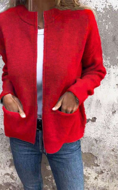 SVENDITA SCONTO FINO AL 70%π₯ Giacca con cerniera a collo tondo in maglia