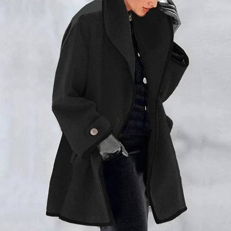 Cappotto Oversize Casual da Donna con Cappuccio e Bottoni