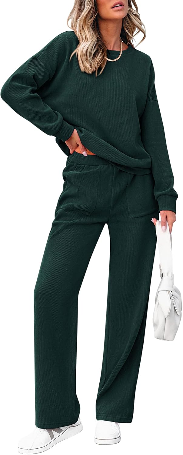 Tuta da donna in cotone due pezzi oversize con felpa a mezza zip e pantaloni a gamba larga casual