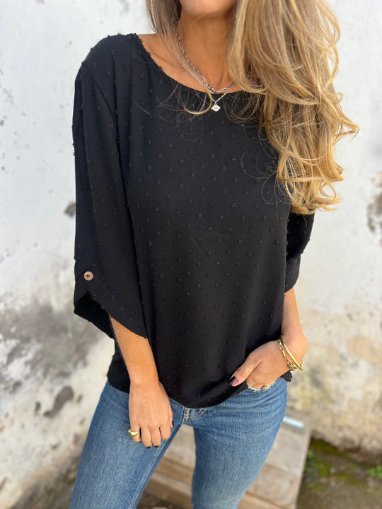 SVENDITA TOTALE🔥 Camicia casual con scollo rotondo e polsini grandi ricamati