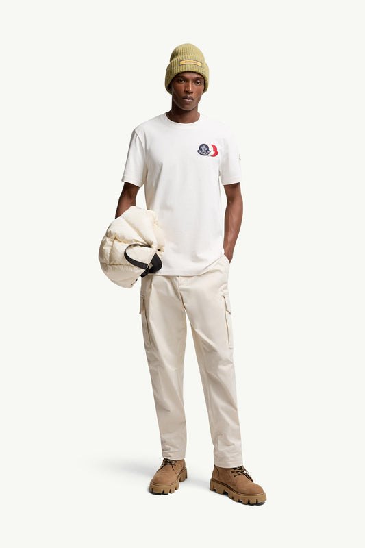 Embroidered Tricolour Logo Cotton T-Shirt