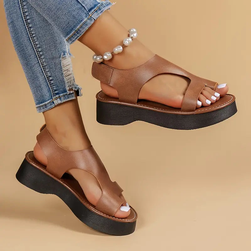 🔥ULTIMO GIORNO PROMOZIONE SCONTO DEL 50% - SANDALI ORTOPEDICI DA DONNA CON ZEPPA E PLATFORM IN PELLE