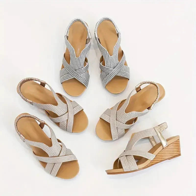 🔥ULTIMO GIORNO PROMOZIONE SCONTO 50% - SANDALI ORTOPEDICI DONNA CON ZEPPA E PLATEAU IN PELLE