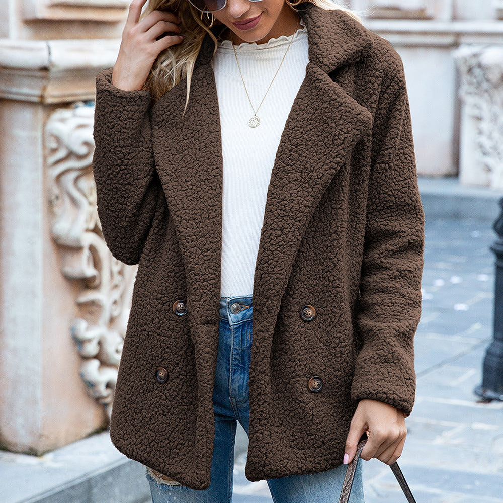 SALDI SCONTATI🔥Cardigan con Bottoni Invernale con Revers Ampio Giacca Pelliccia Sintetica - SCONTO 51%