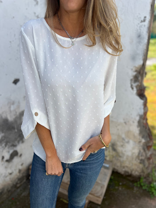 SVENDITA TOTALE🔥 Camicia casual con scollo rotondo e polsini grandi ricamati